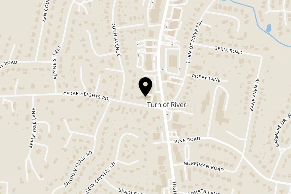 Map showing the location of Chicky's Grill & Pizza on 19 Cedar Heights Rd in Stamford